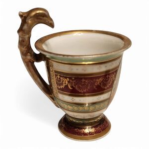 Antique Royal Vienna Cherub Angel Demitasse Cup – Gold Gilt, Burgundy & Green